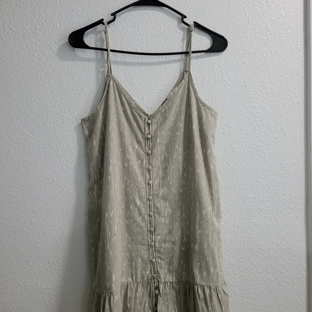American Eagle Outfitters Beige Button-Front Mini Dress